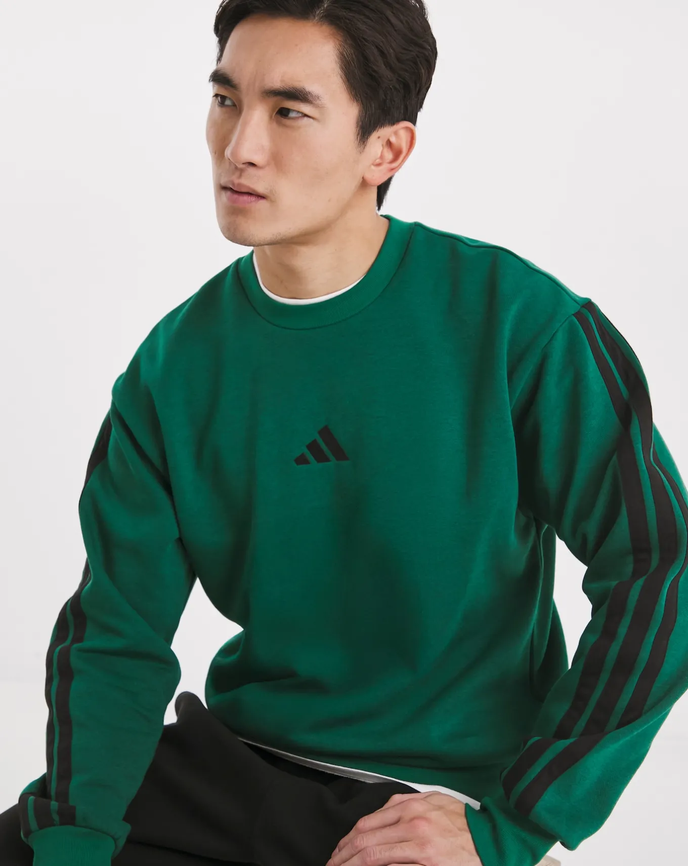 adidas 3 Stripes Fleece Sweatshirt- Hoodies & Sweatshirts | Hoodies & Sweatshirts