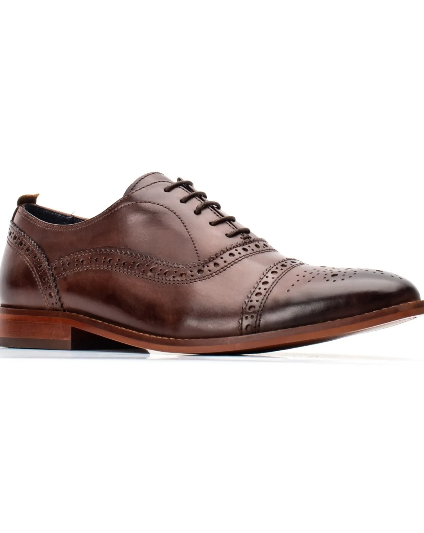 Base London Cast Washed Lace Up Brogue Shoe- Smart Shoes | Shoes