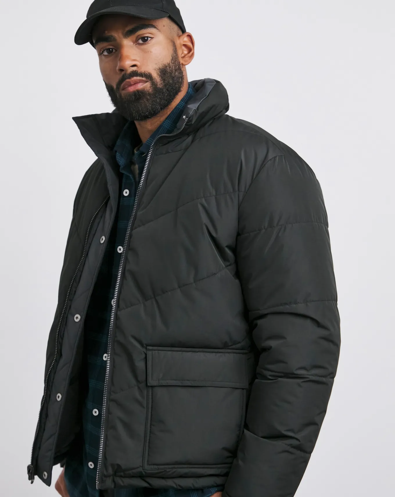 Jacamo Funnel Neck Reversible Puffer Coat- Coats & Jackets