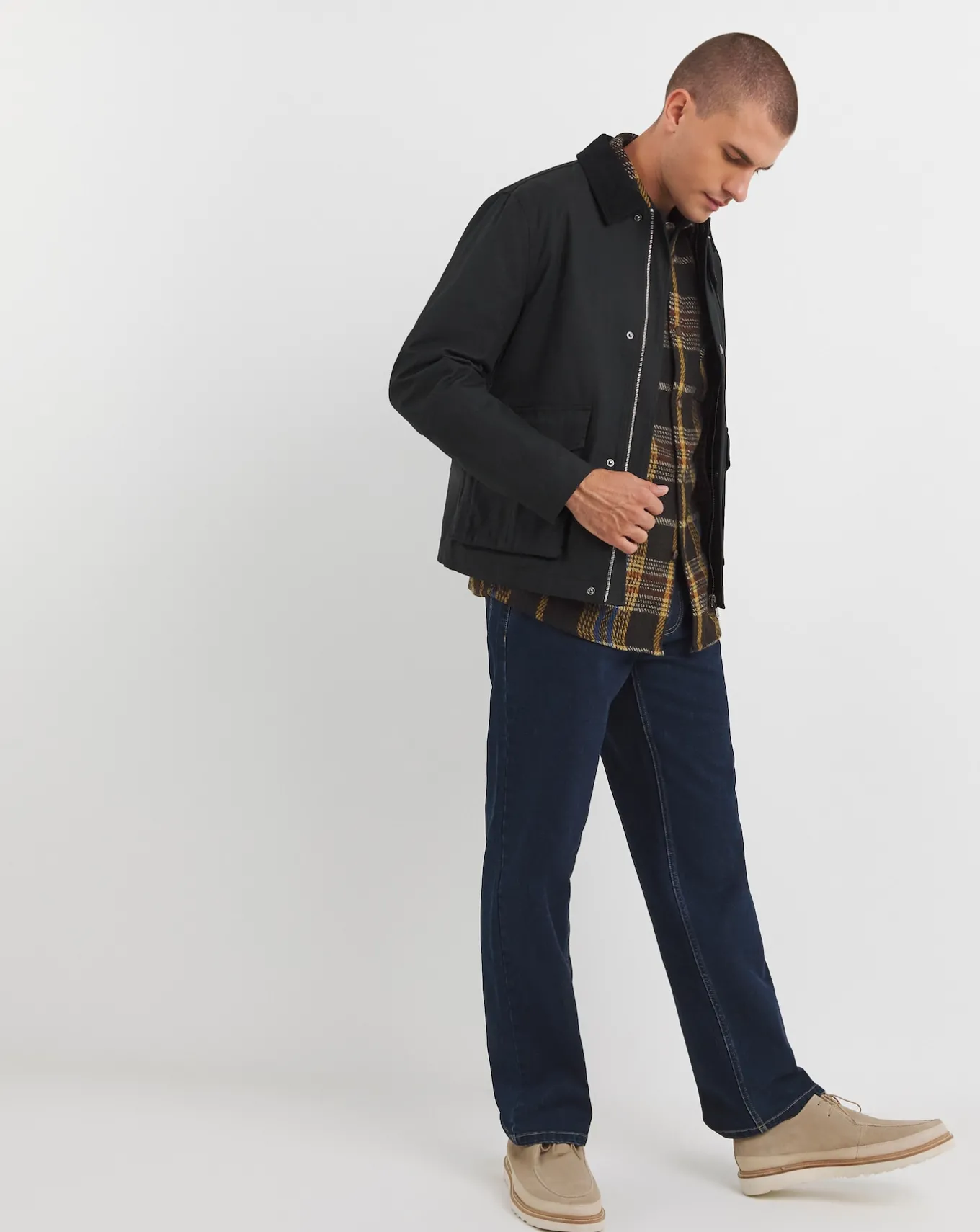 Jacamo Wax Cord Collar Jacket- Coats & Jackets