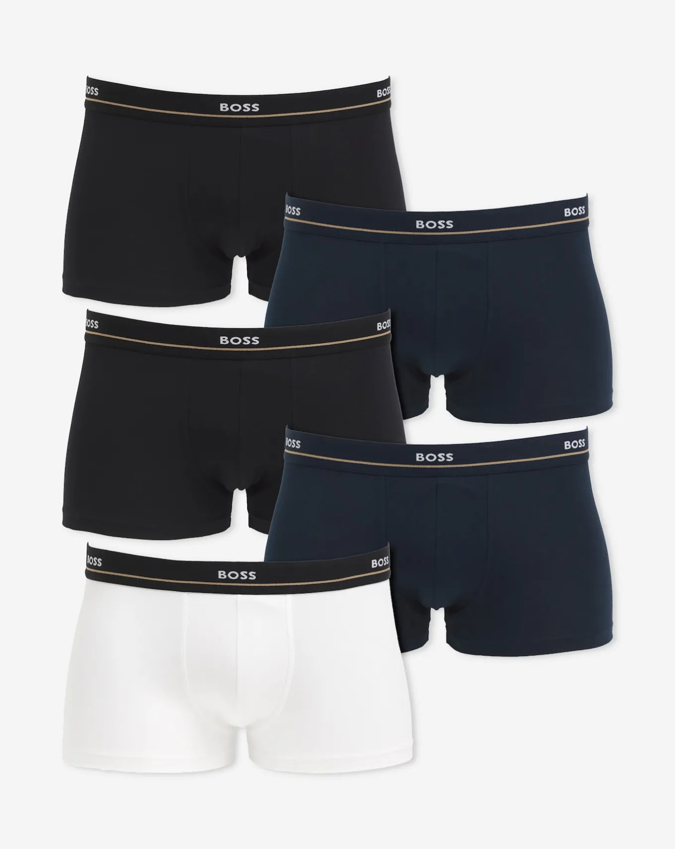 BOSS 5 Pack Blue Essential Logo Trunks- Underwear