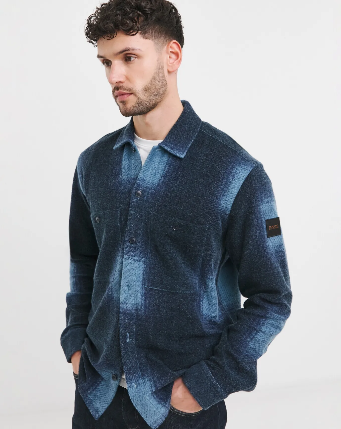 BOSS Blue Checked Overshirt- Shirts