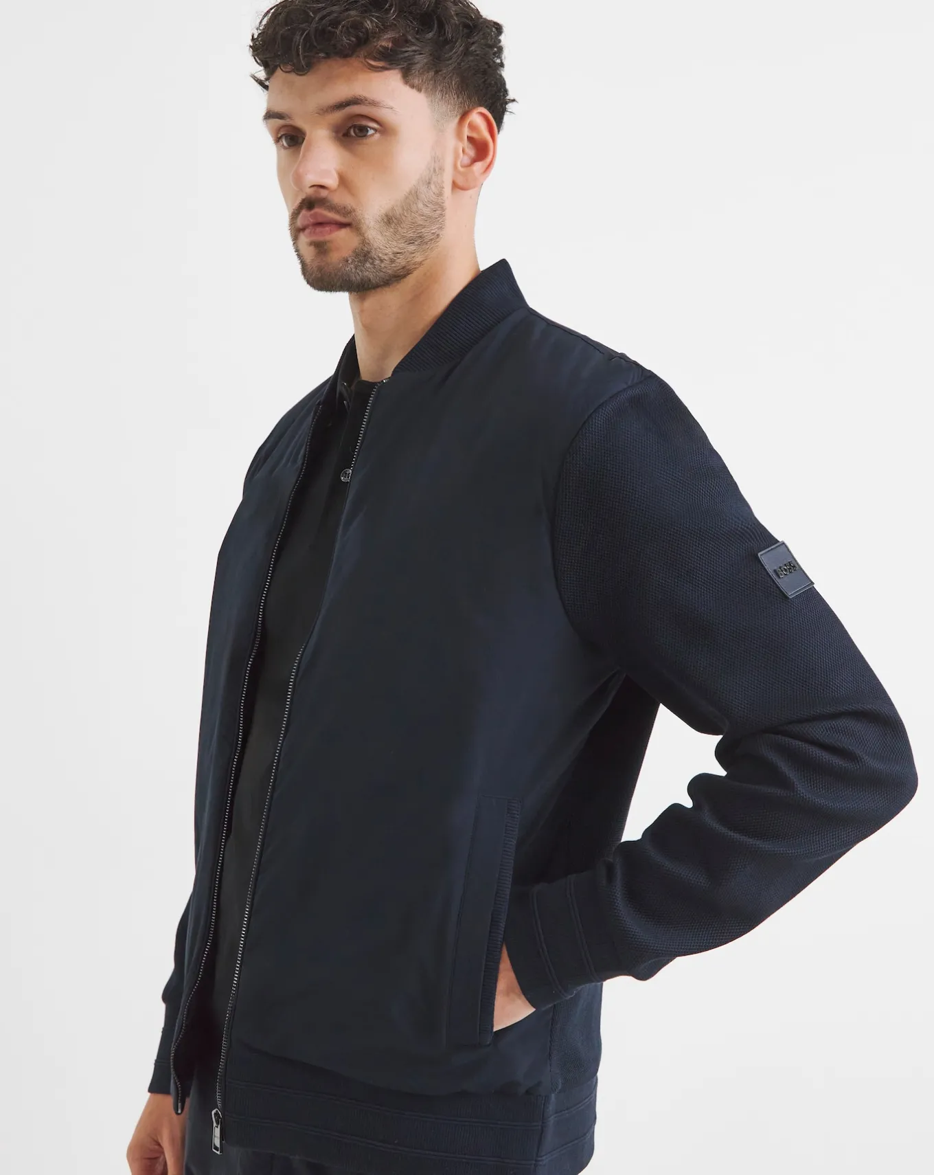 BOSS Dark Blue Hybrid Jacket- Coats & Jackets