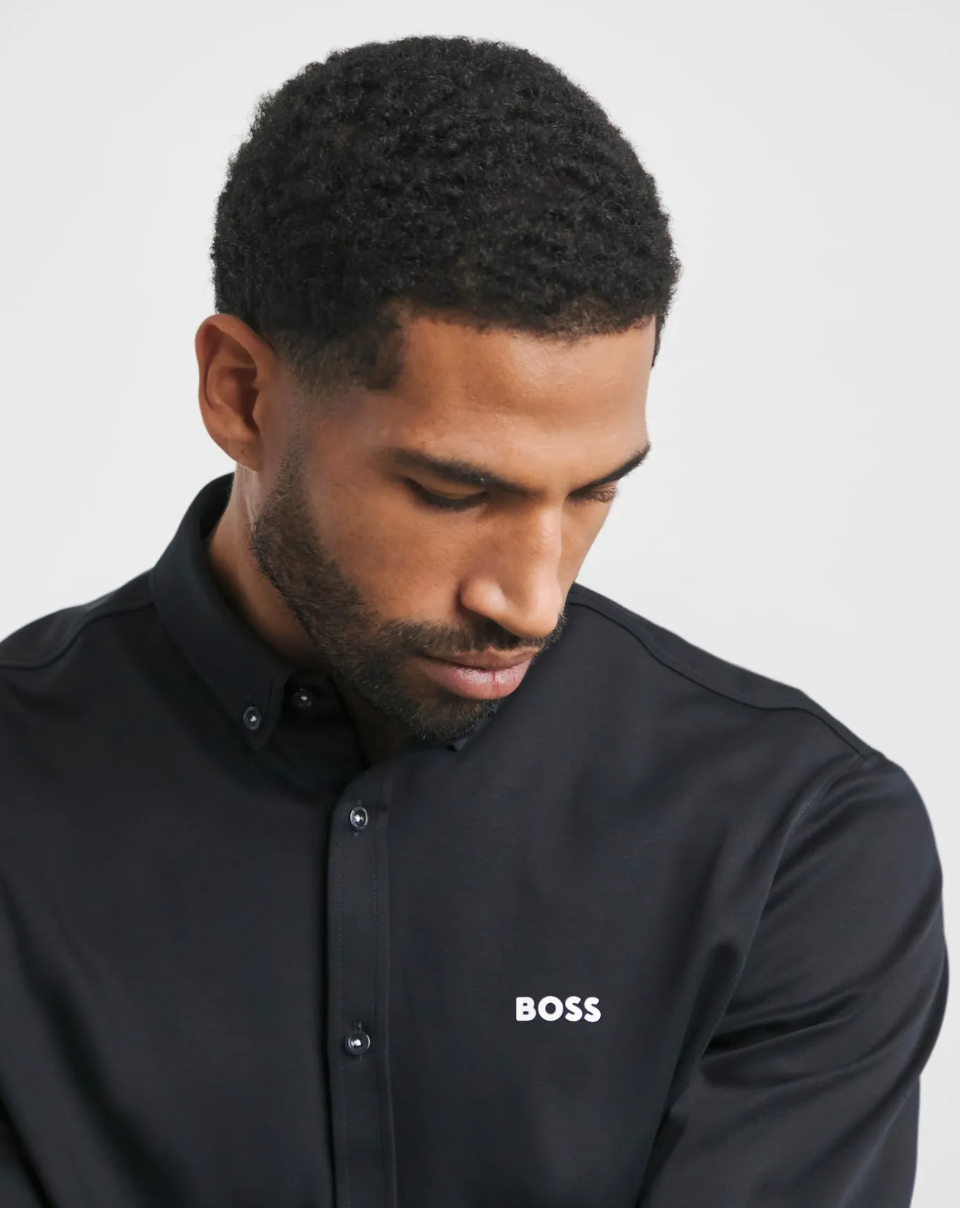 BOSS Dark Blue Long Sleeve Motion Shirt- Shirts