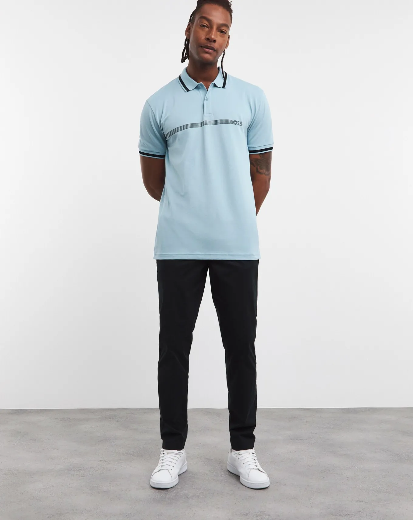 BOSS Short Sleeve Chest Stripe Polo- Polo Shirts