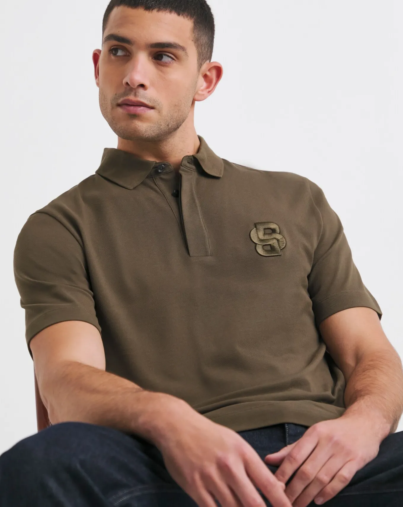 BOSS Short Sleeve Green BB Embroidered Polo- Polo Shirts