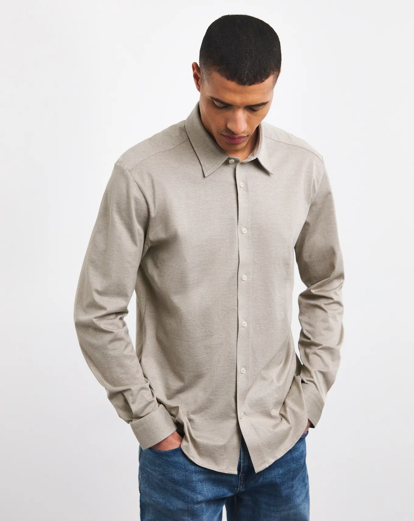 BOSS Stretch Natural Long Sleeve Shirt- Shirts