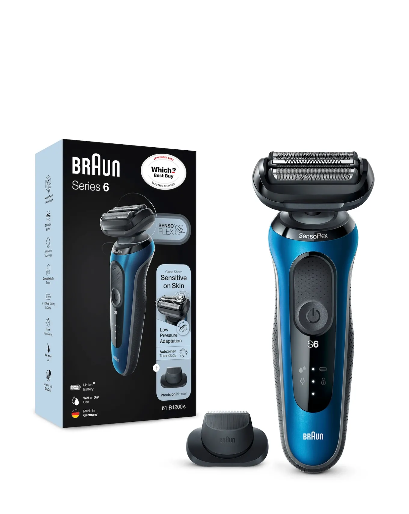 Braun Series 6 B1200 Rechargeable Shaver with Precision Trimmer- Shaving