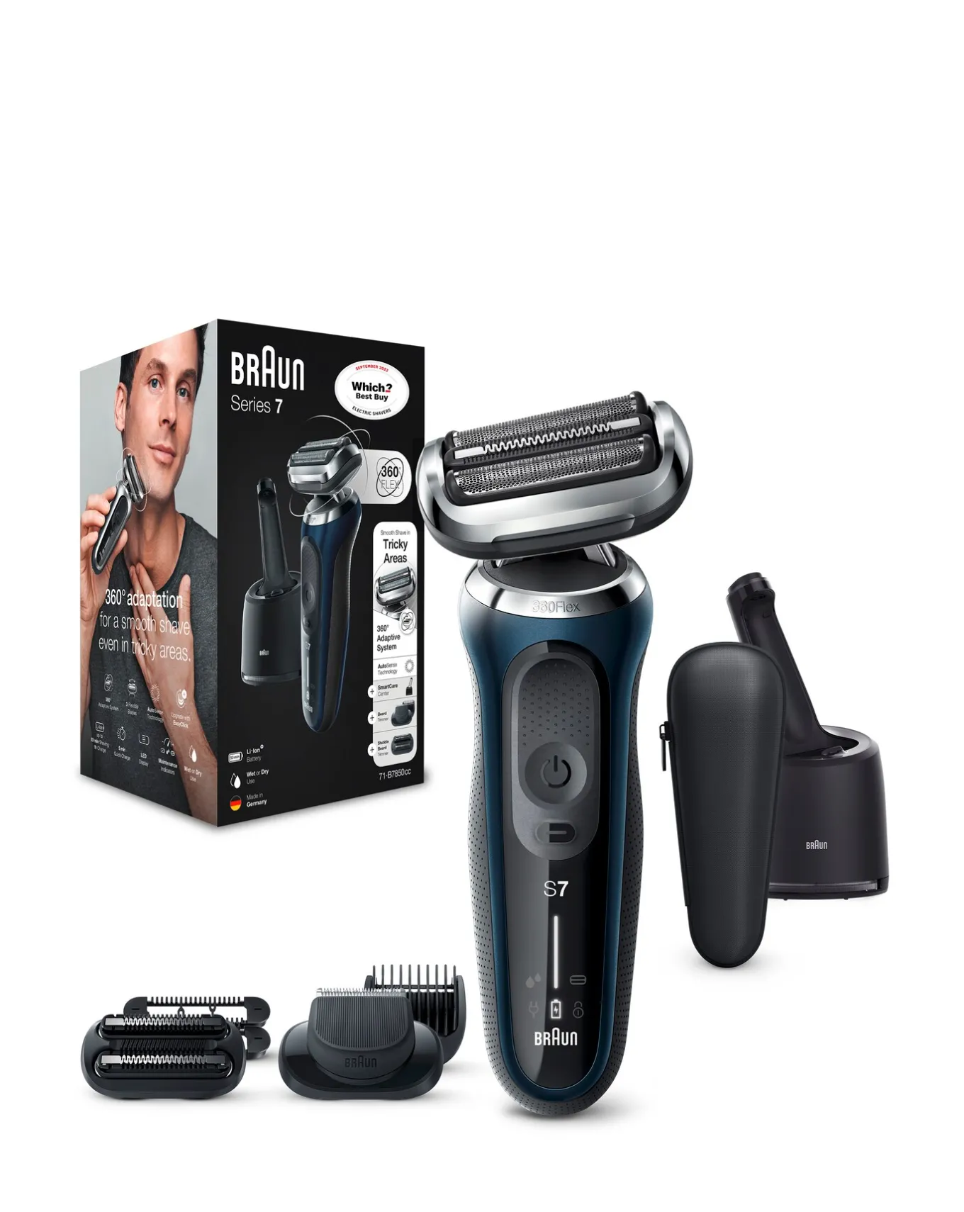 Braun Series 7 N7200 Wet & Dry SmartCare Rechargeable Shaver- Shaving