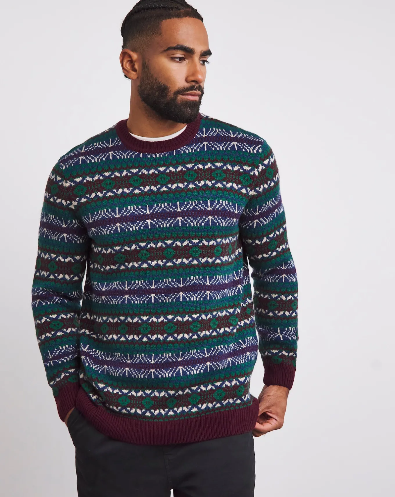 Jacamo Crew Neck Fairisle Jumper- Jumpers & Cardigans