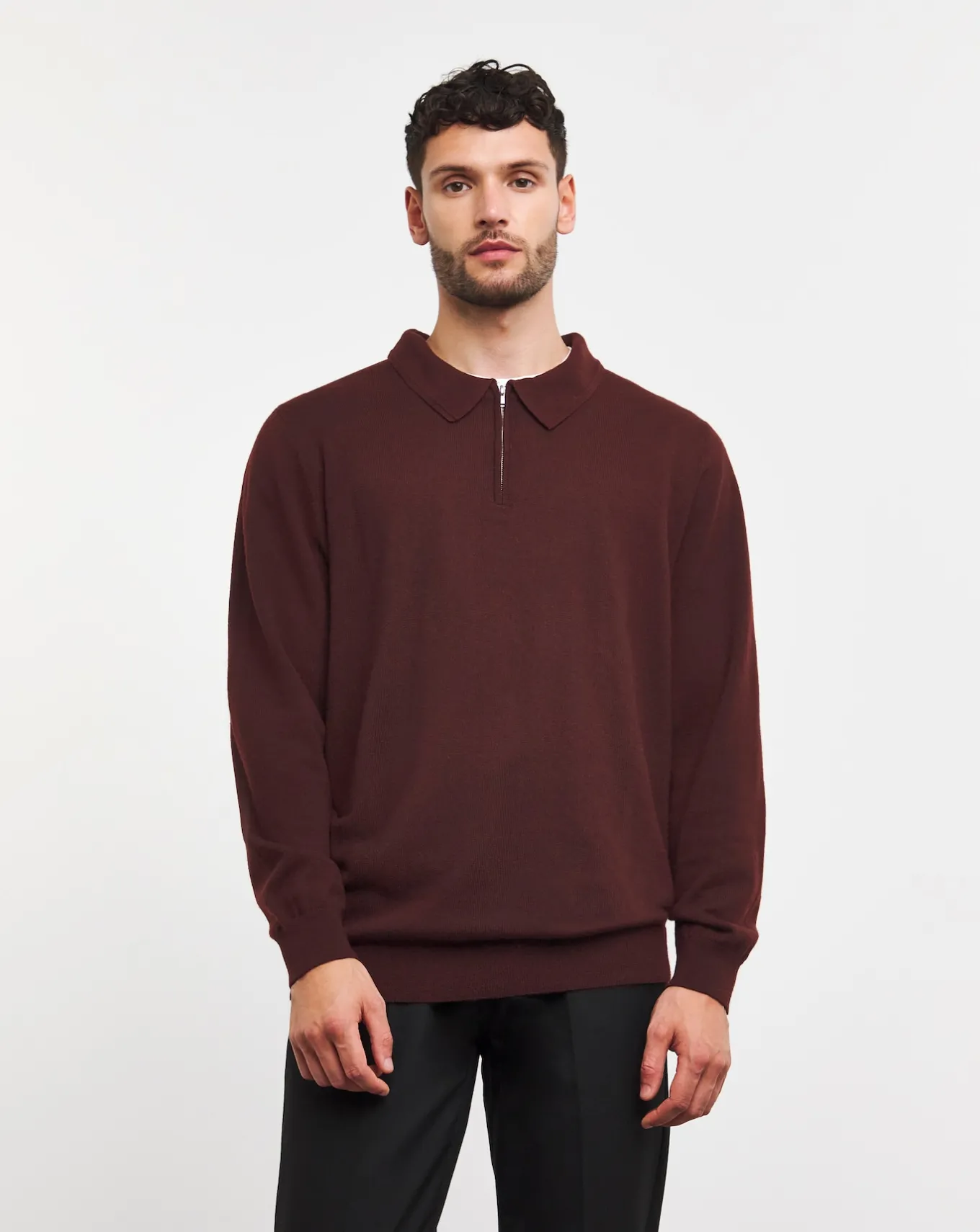 Jacamo Merino Wool Long Sleeve Zip- Polo Shirts | Jumpers & Cardigans