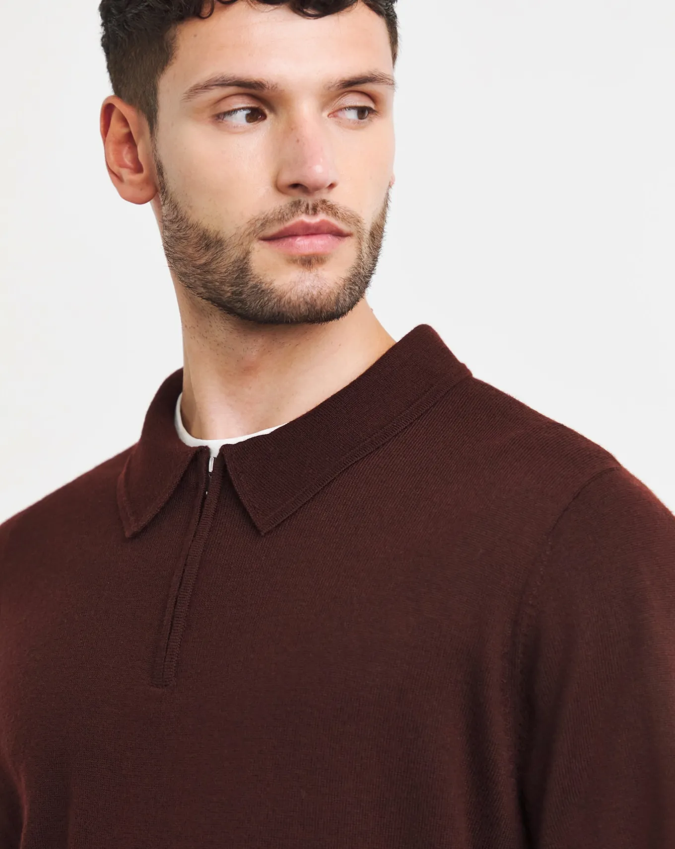 Jacamo Merino Wool Long Sleeve Zip- Polo Shirts | Jumpers & Cardigans