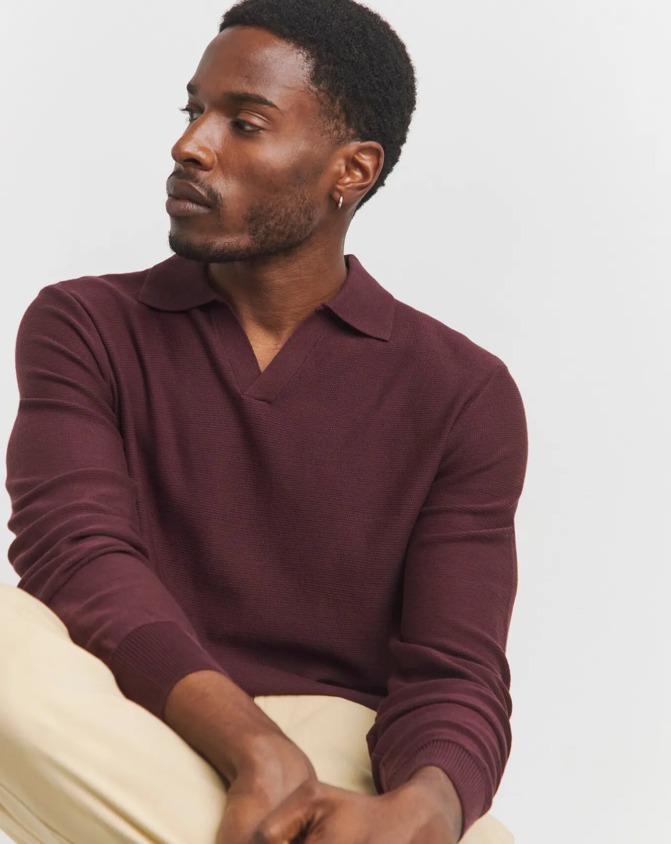 Jacamo Texture Revere Polo- Polo Shirts | Jumpers & Cardigans