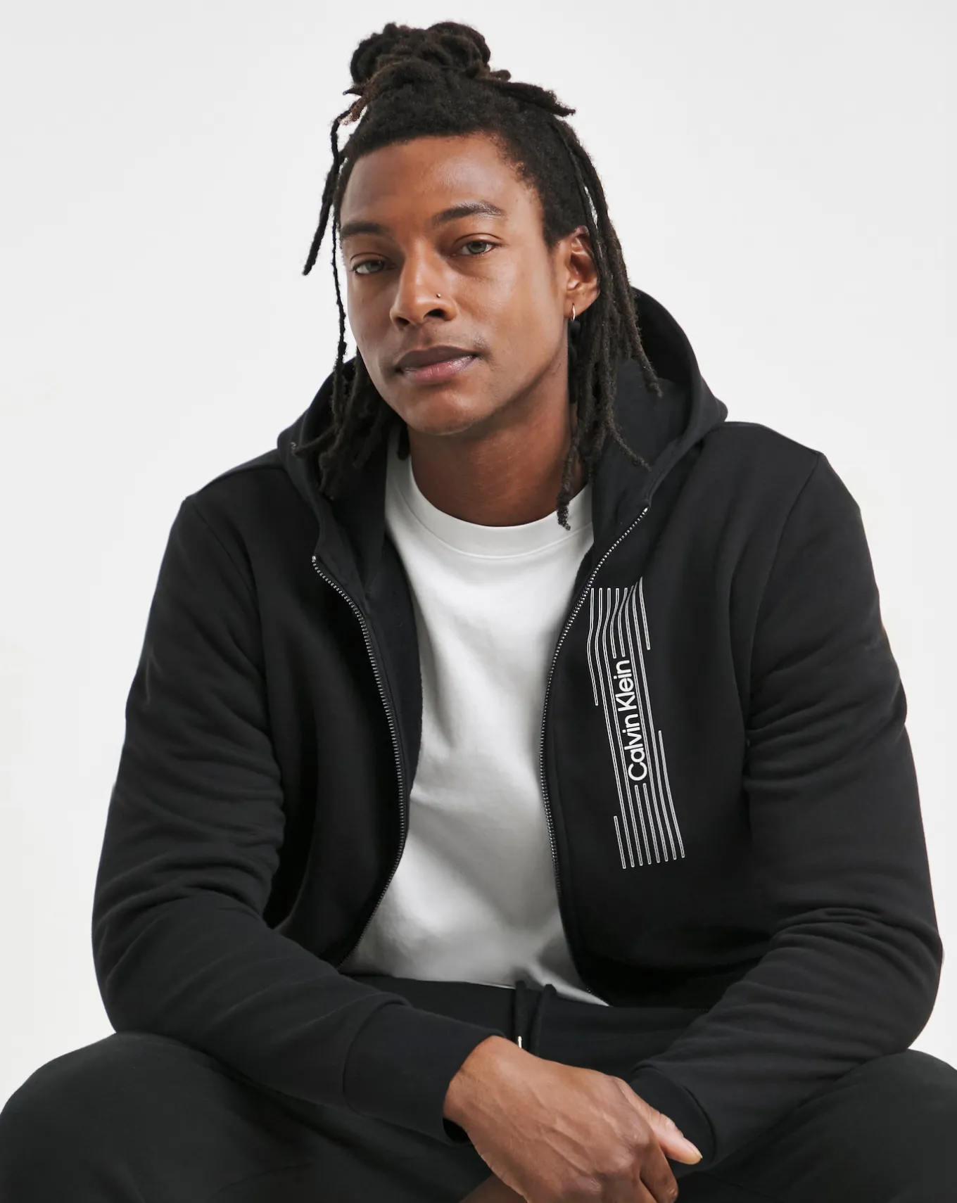 Calvin Klein Horizontal Logo Full Zip Hoodie- Hoodies & Sweatshirts