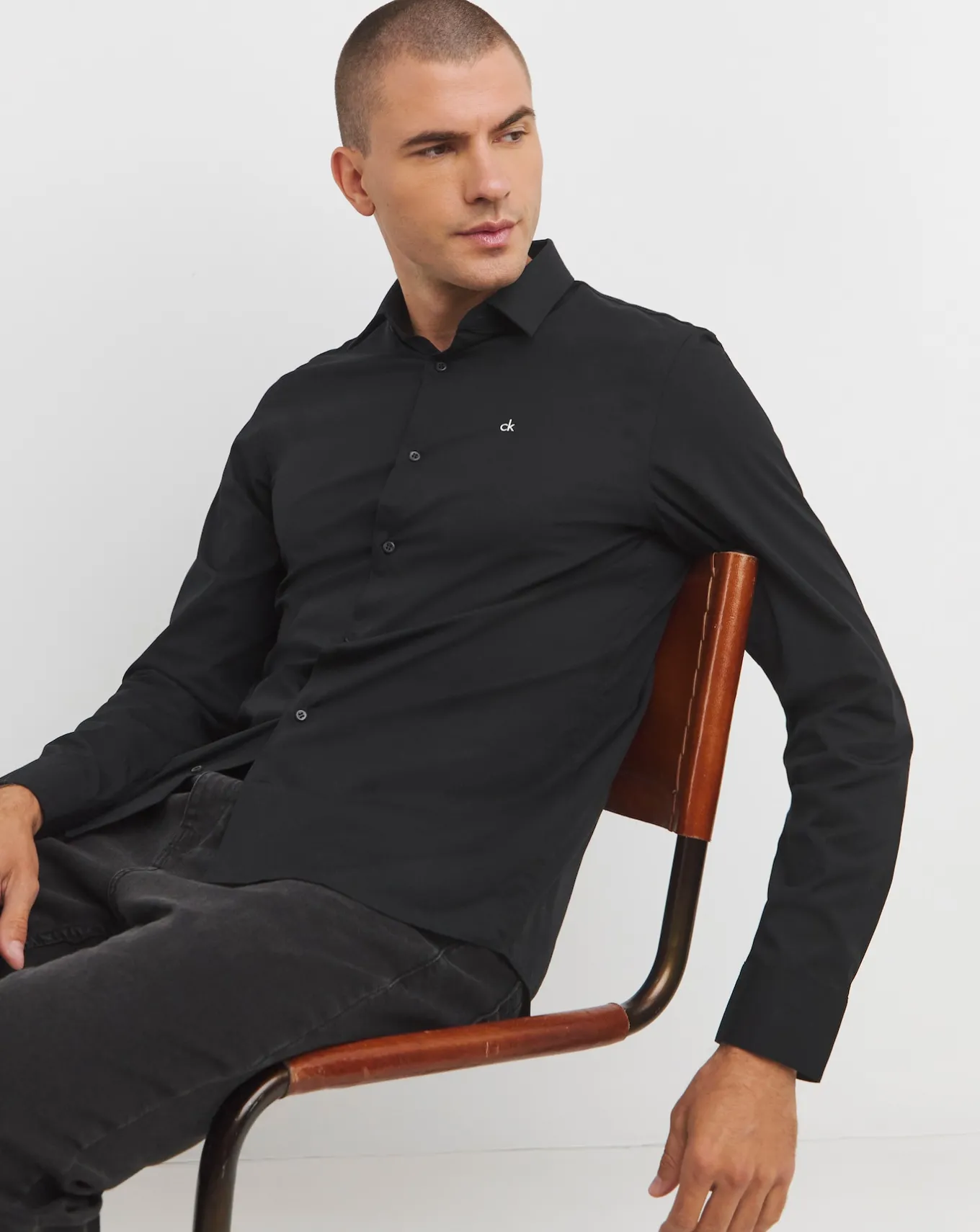 Calvin Klein Classic Poplin Stretch Shirt- Shirts