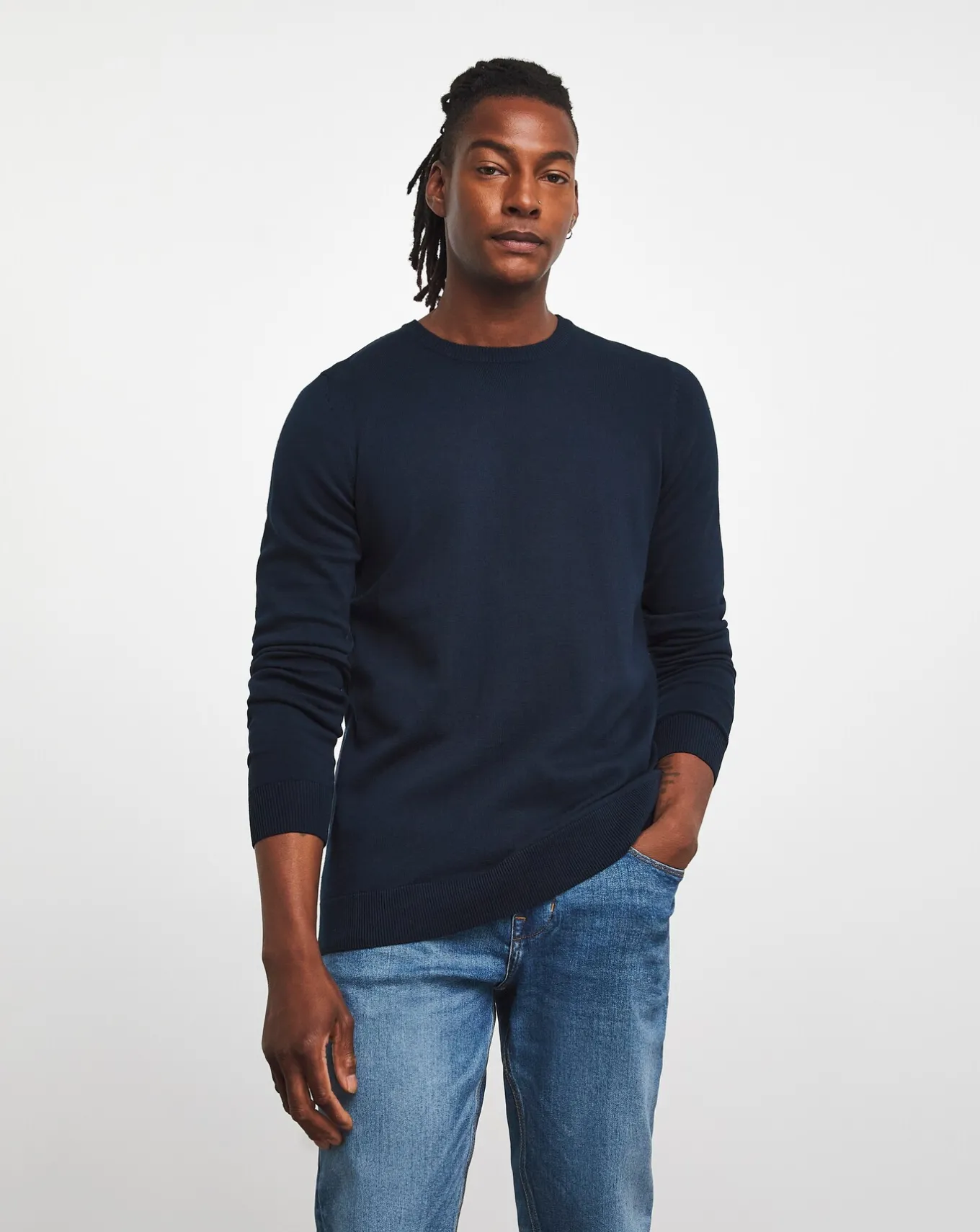 Jacamo Dark Cotton Crew Neck Jumper- Jumpers & Cardigans | Hoodies & Sweatshirts