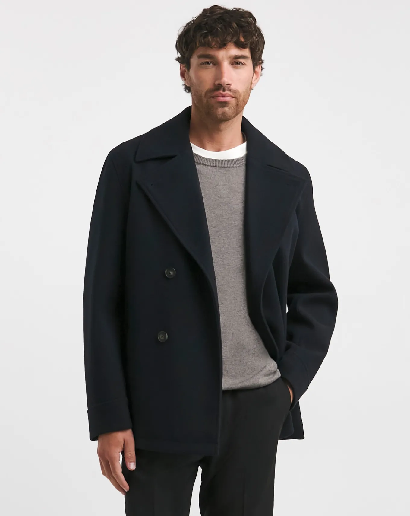 Jacamo Double Breasted Pea Coat- Coats & Jackets