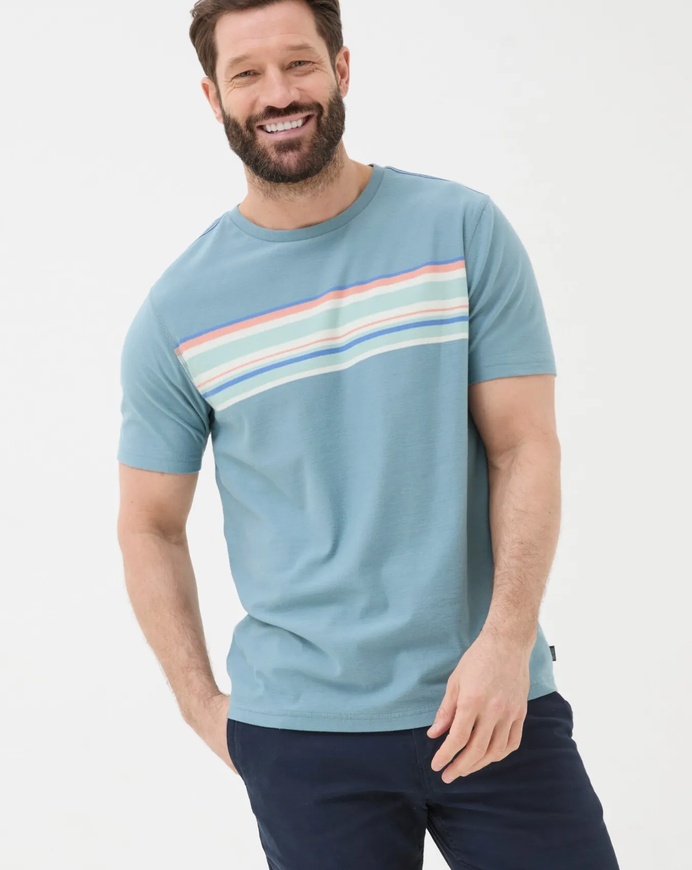 FatFace Chest Stripe T-Shirt- T-shirts & Vests