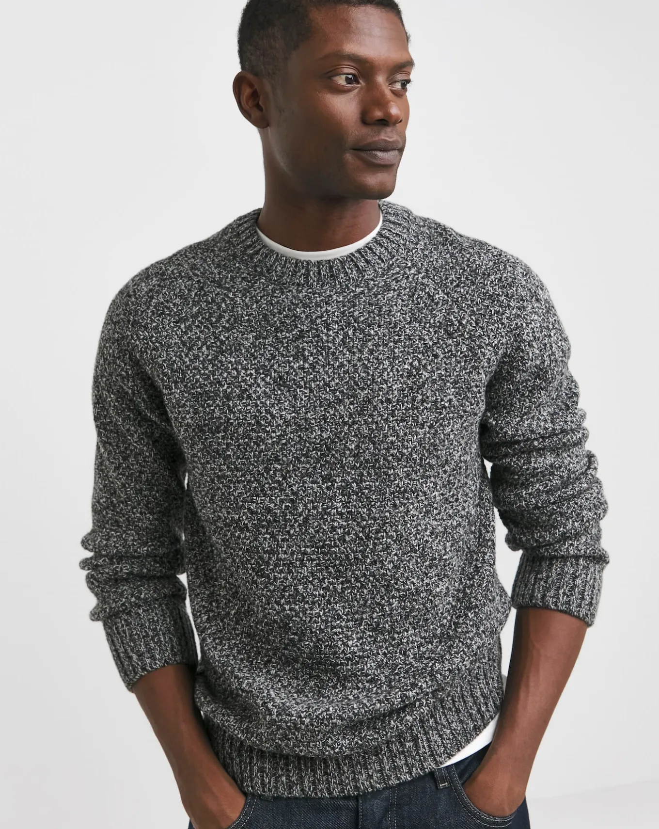 Jacamo Twist Wool Blend Crew Neck Jumper- Jumpers & Cardigans