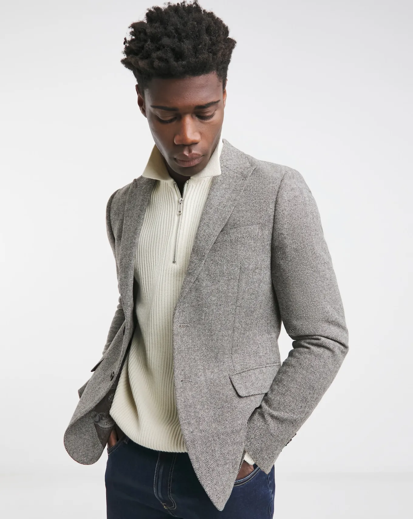 Jacamo Herringbone Tweed RegFit Jacket- Waistcoats | Ties