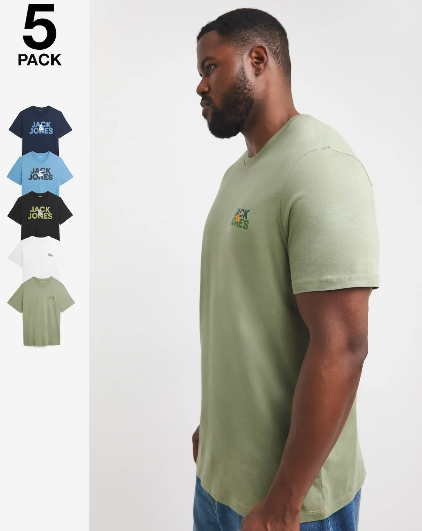 JACK & JONES Jack & Jones 5 Pack Crew Neck T-Shirt- Underwear | Trousers, Chinos & Cargos