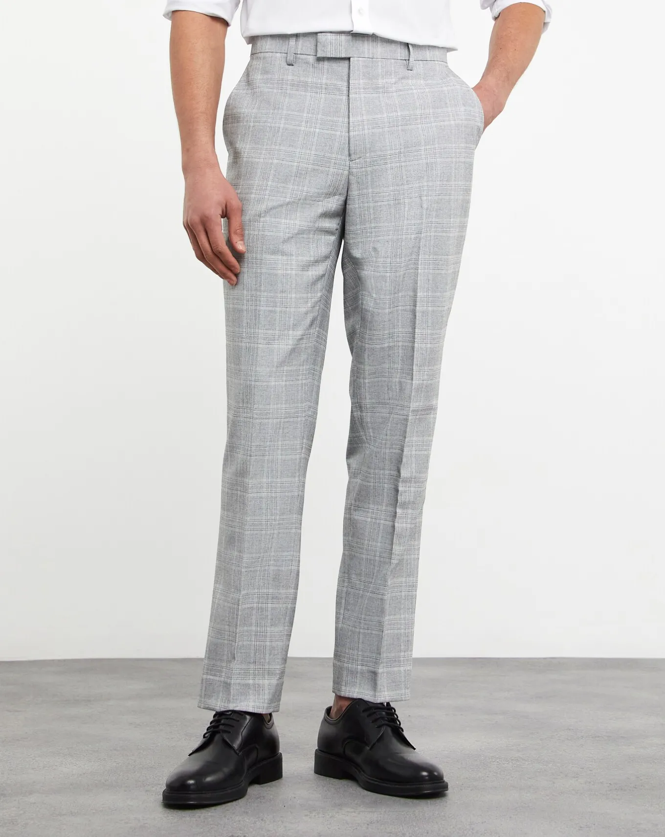 Elf | Jacamo Jasper Light Grey Check Suit Trouser- Suit Trousers | Suits & Waistcoats