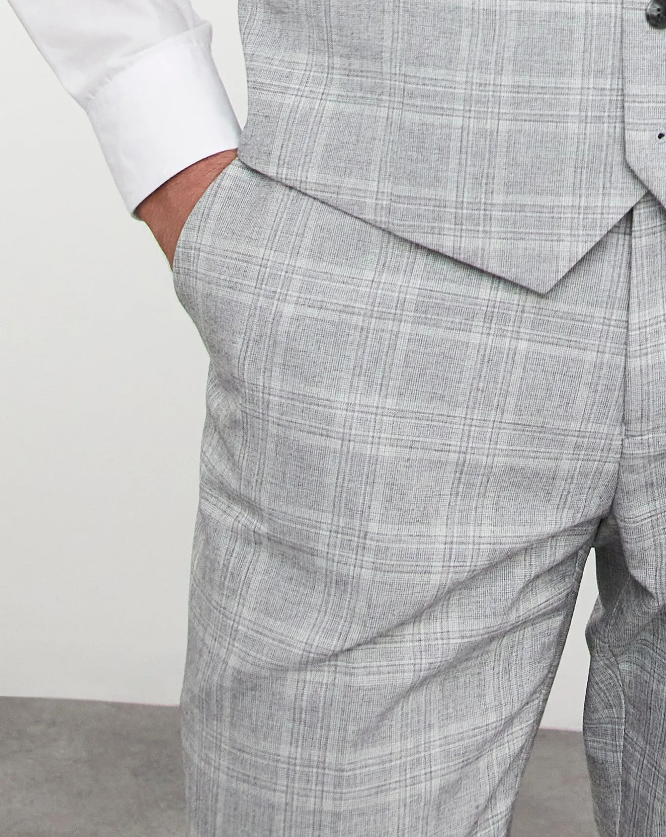 Elf | Jacamo Jasper Light Grey Check Suit Trouser- Suit Trousers | Suits & Waistcoats