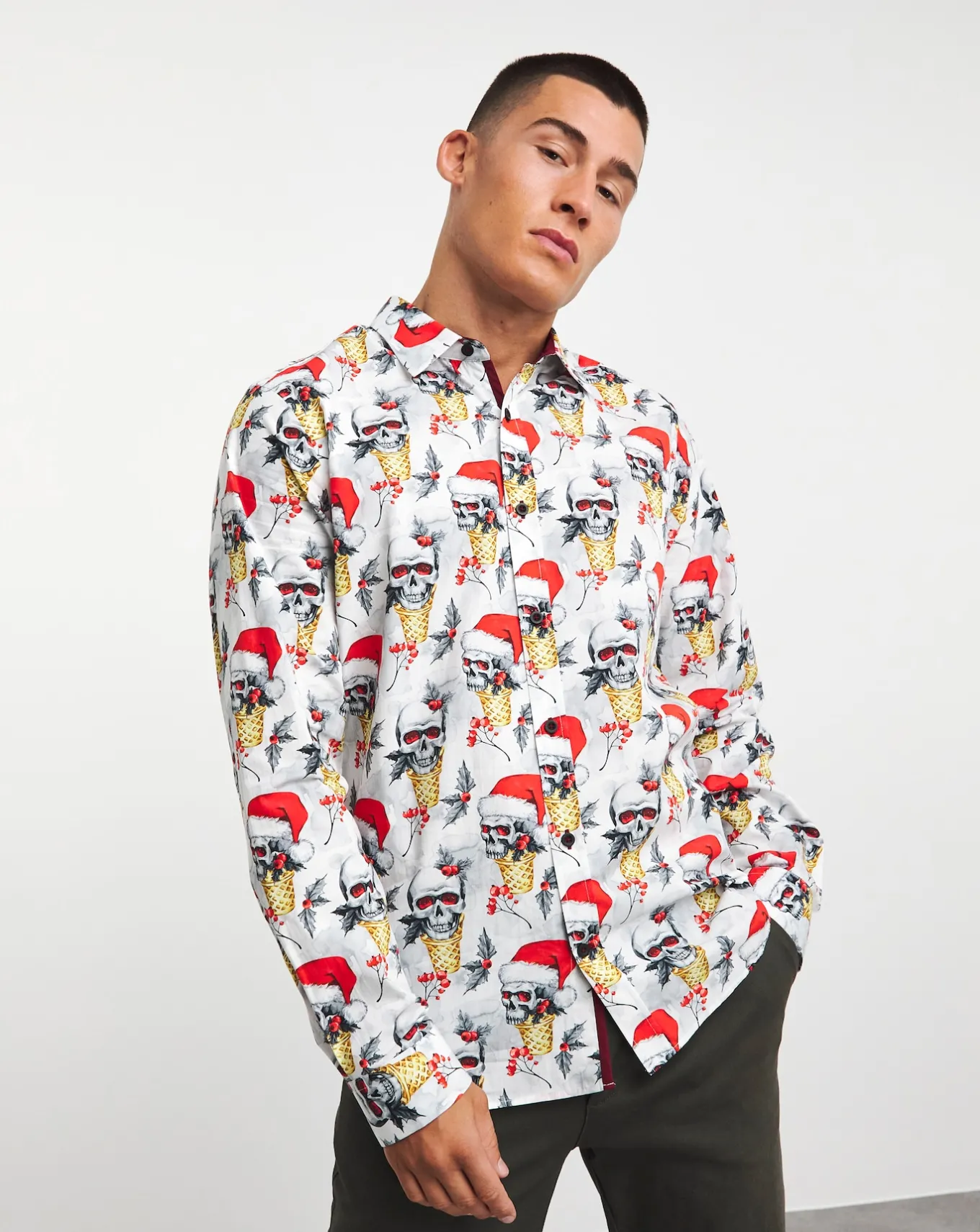 Joe Browns Christmas Skull Shirt Long Length- Sandals & Flip Flops | Shirts