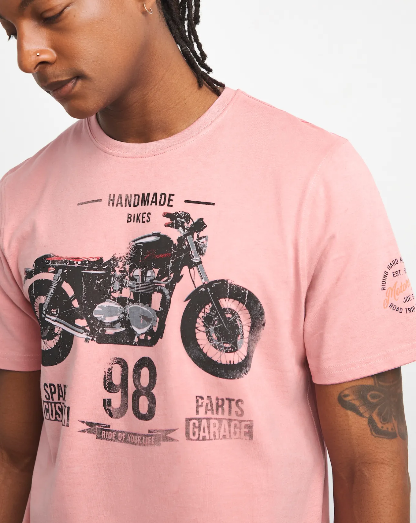 Joe Browns Motorcycle Print T-Shirt Long Length- T-shirts & Vests