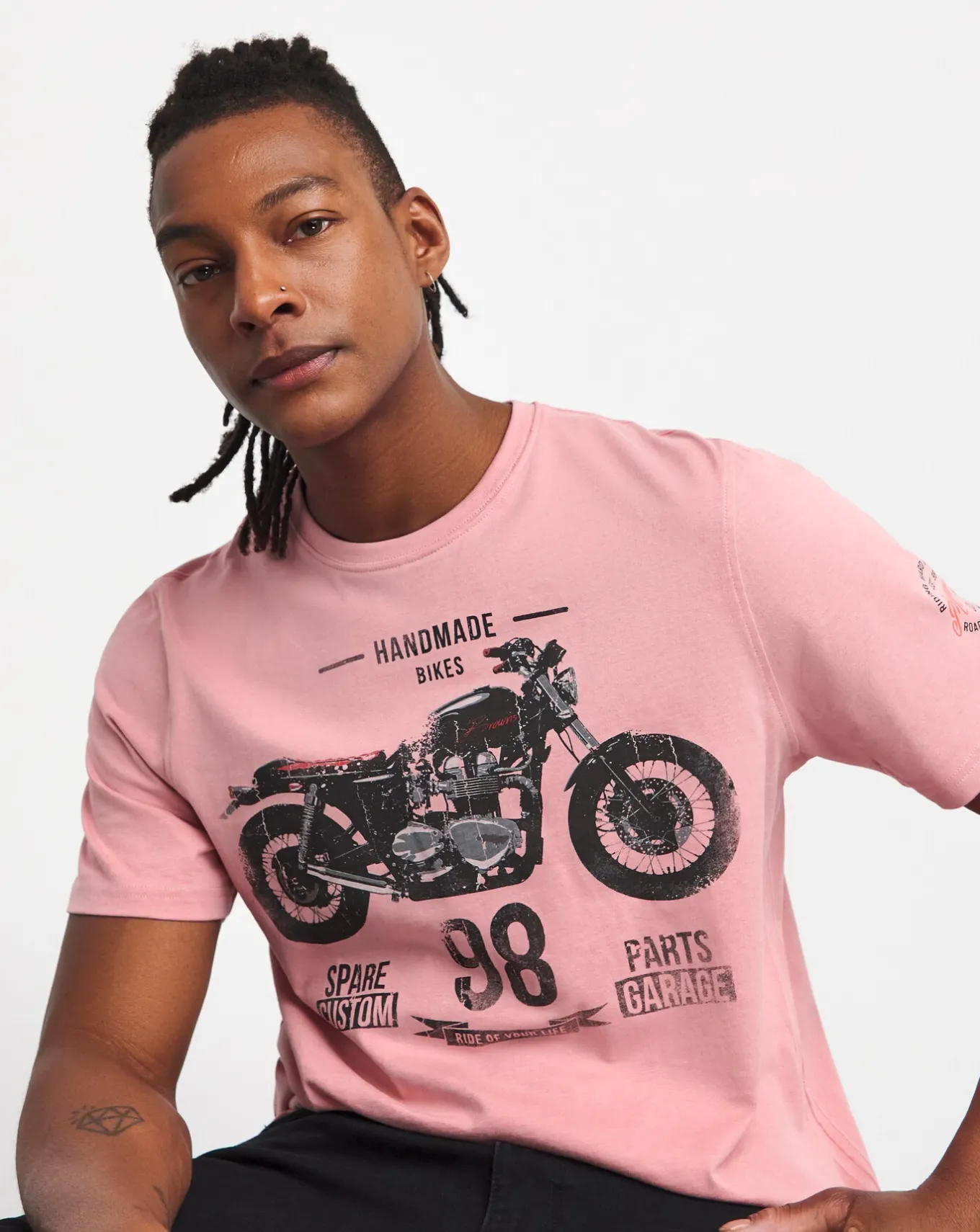 Joe Browns Motorcycle Print T-Shirt Long Length- T-shirts & Vests