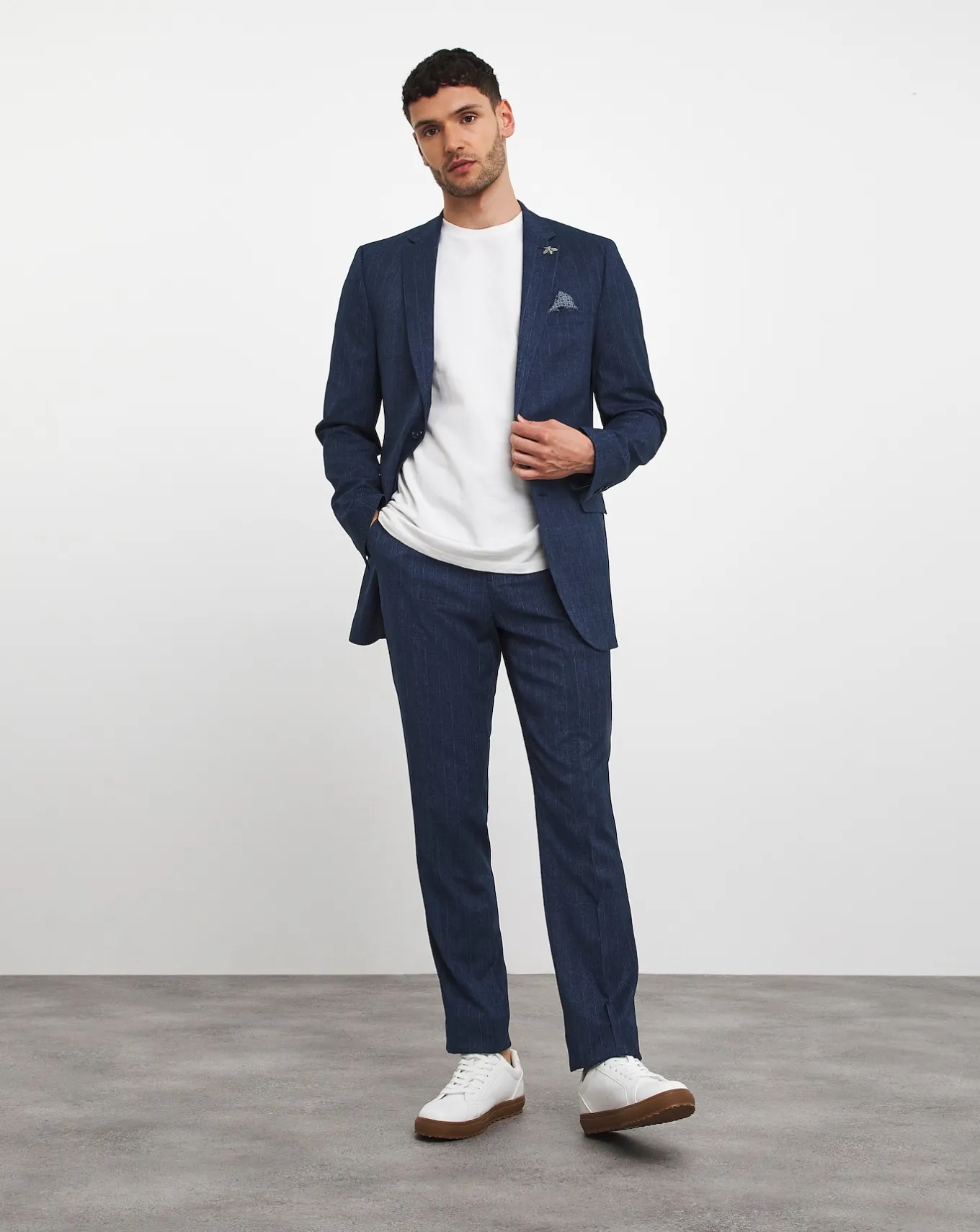 Elf | Jacamo Jonny Navy Check Suit Trouser- Suit Trousers | Suits & Waistcoats