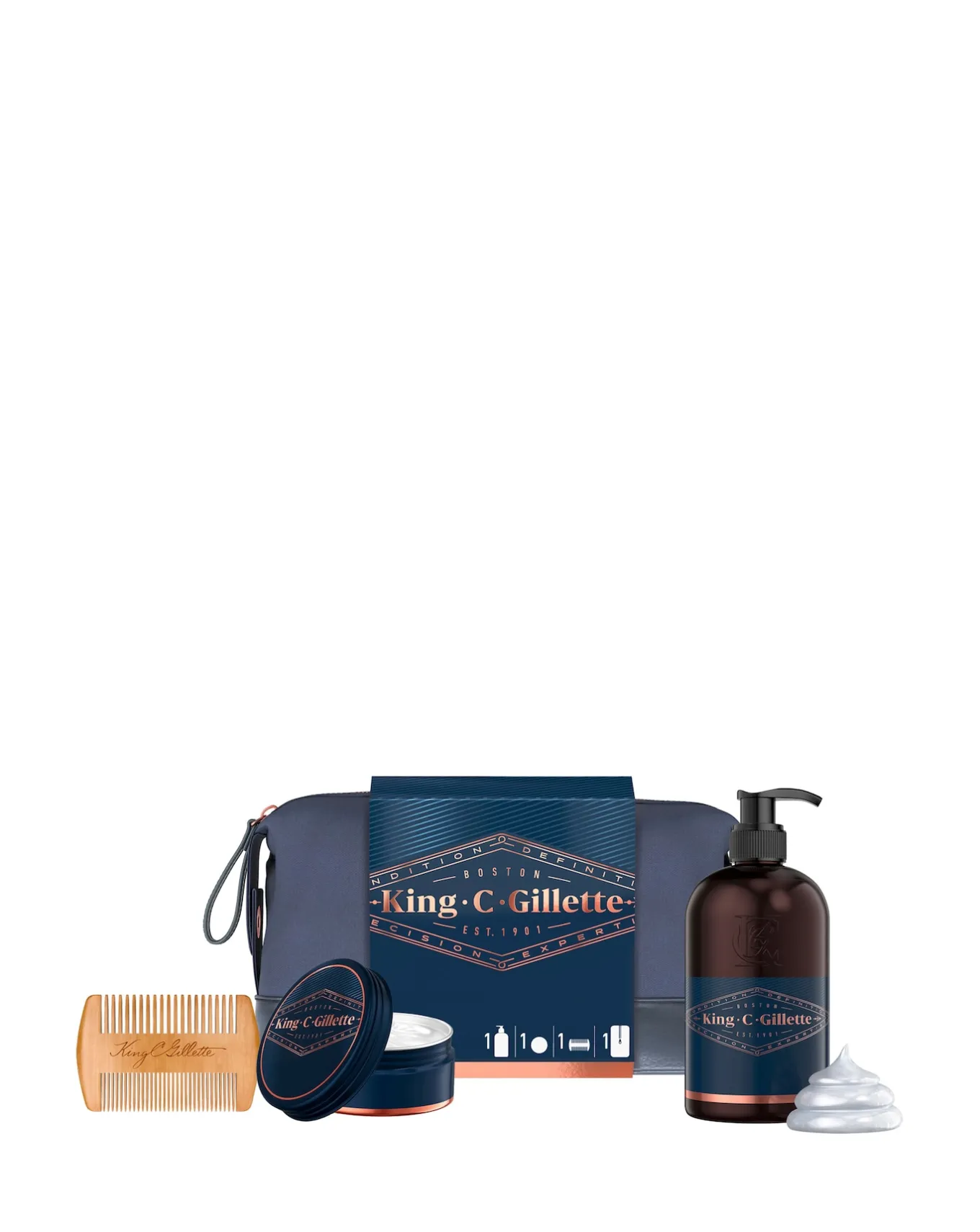 Gillette King C Washbag: Wash, Balm + Comb- Shaving | Gift Sets