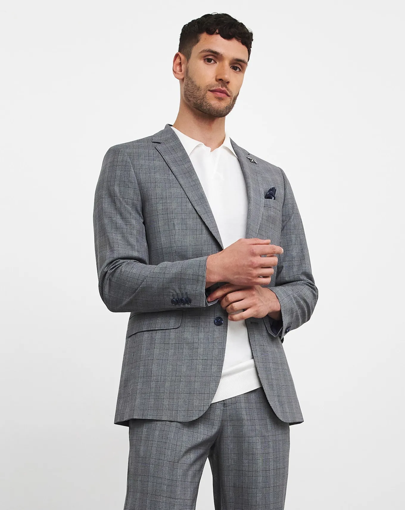 Jacamo Luke Grey Check Suit Jacket- Suit Jackets | Suits & Waistcoats