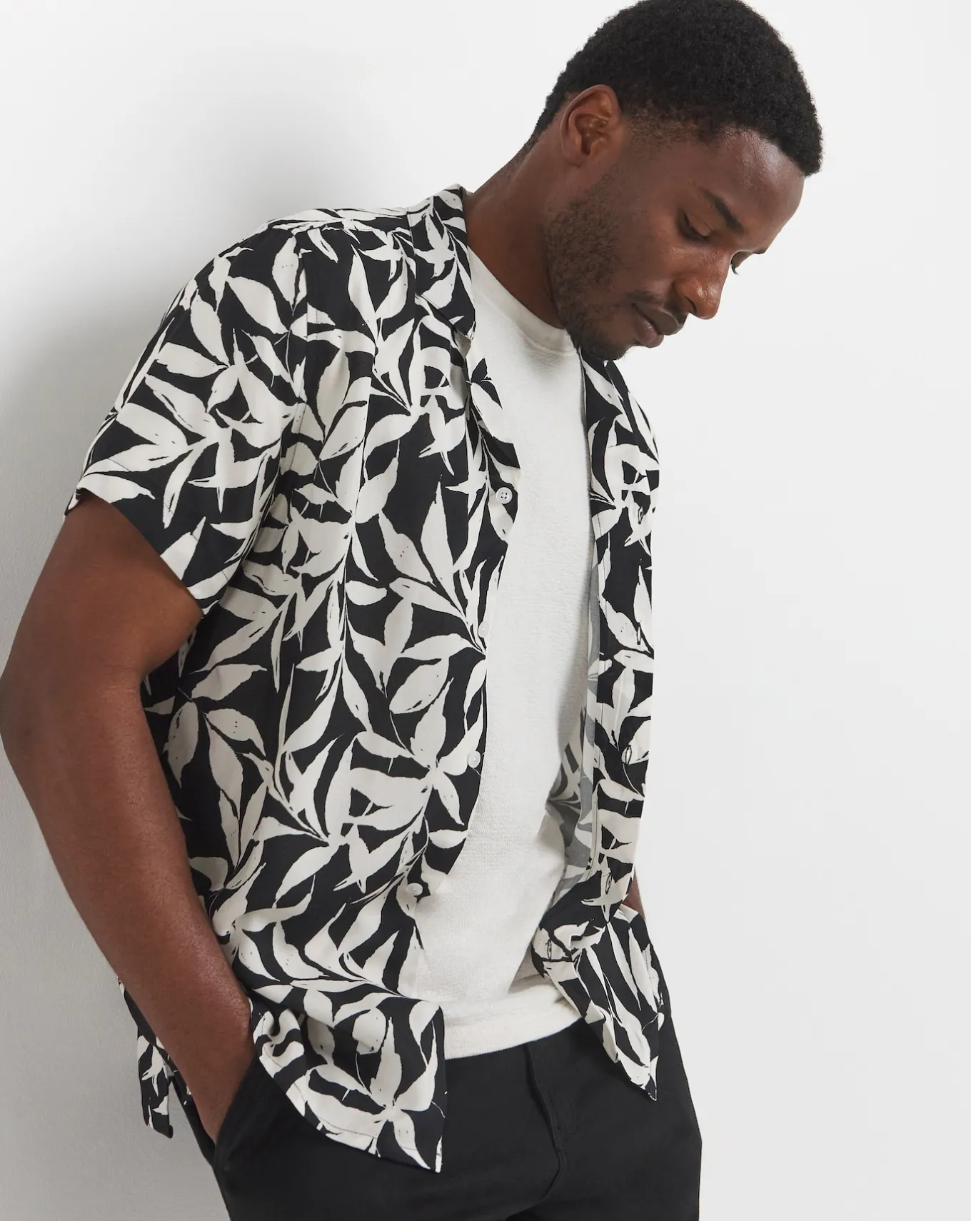 Jacamo Mono Palm Printed Holiday Shirt- Shirts