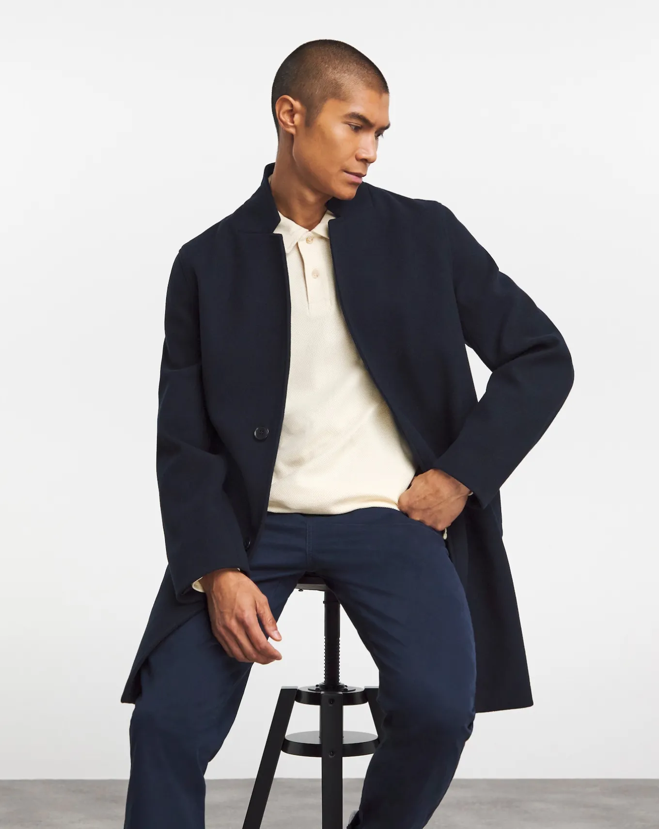 Jacamo Faux Wool Turn Up Collar Coat- Coats & Jackets