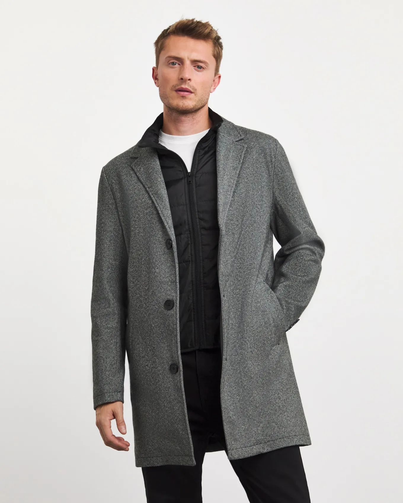 Jacamo Overcoat With Stitched Internal Gilet- Coats & Jackets