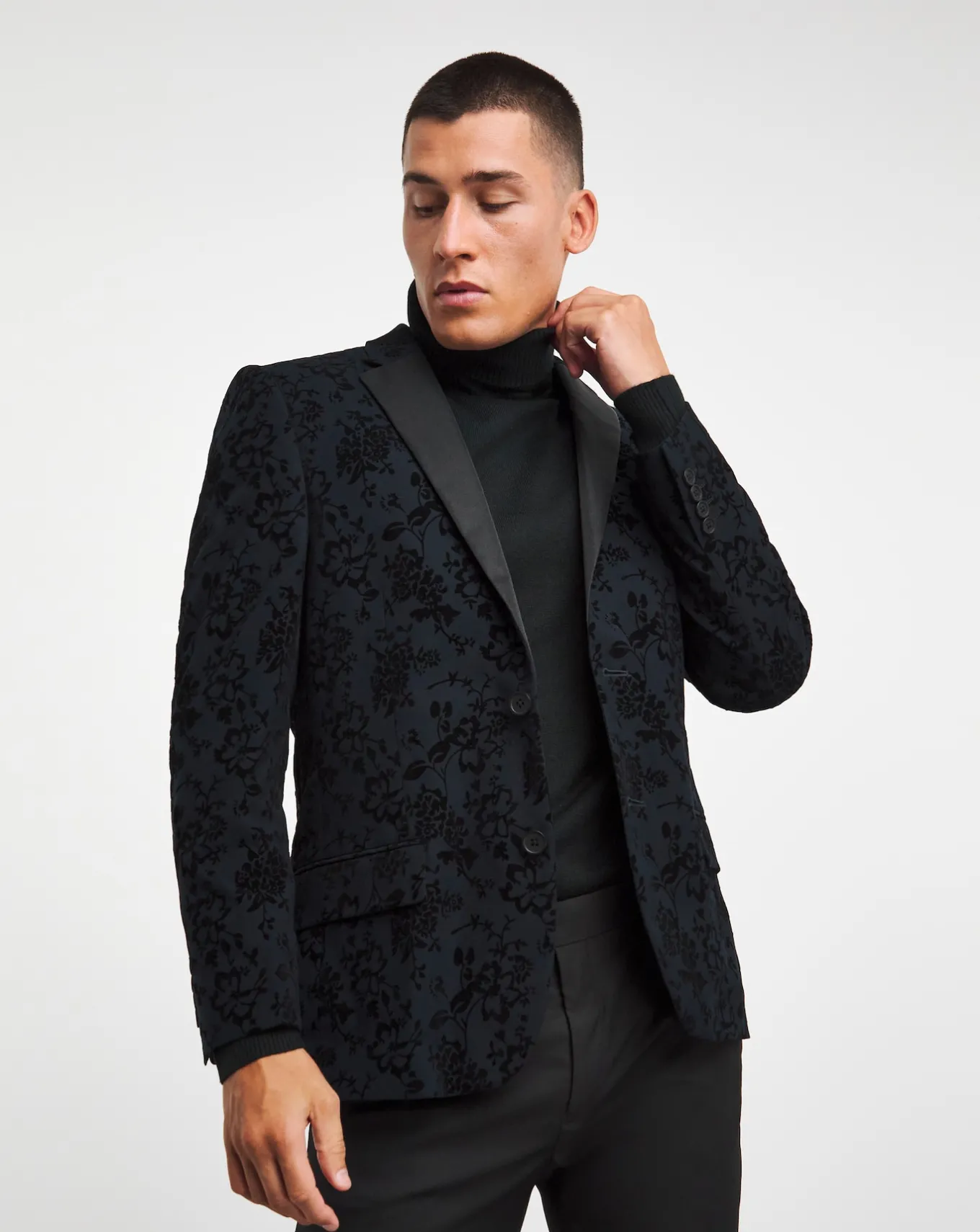 Jacamo Satin Lapel Flock Blazer- Waistcoats | Ties