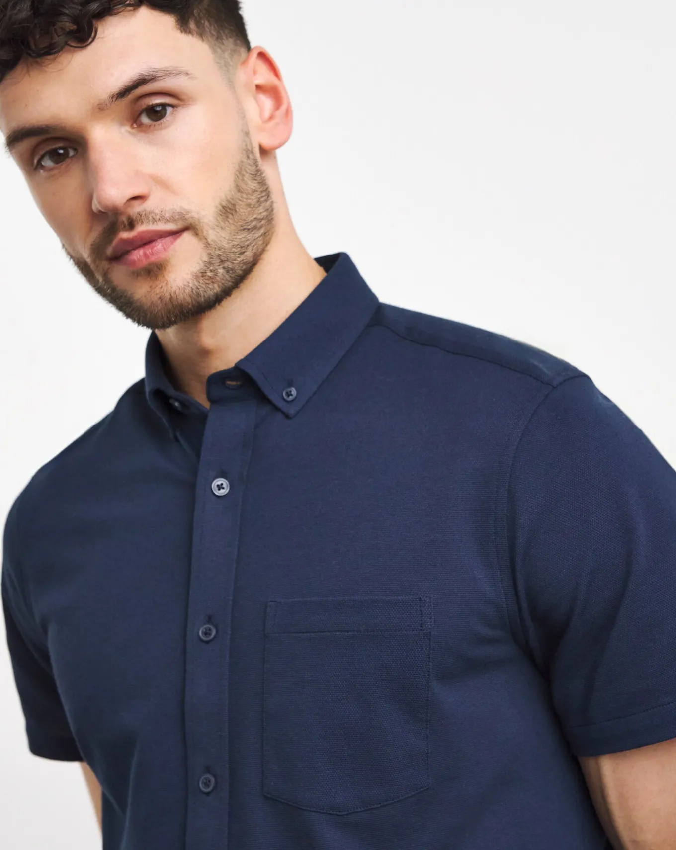 Jacamo Short Sleeve Button Down Pique- Shirts | Shirts