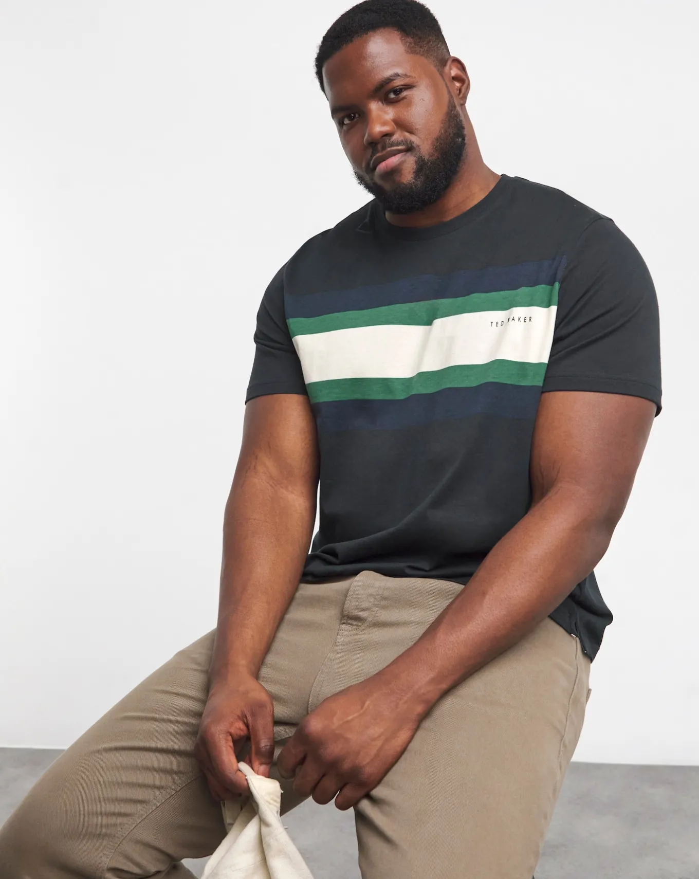 Ted Baker Chest Stripe Crew Neck T-shirt- T-shirts & Vests