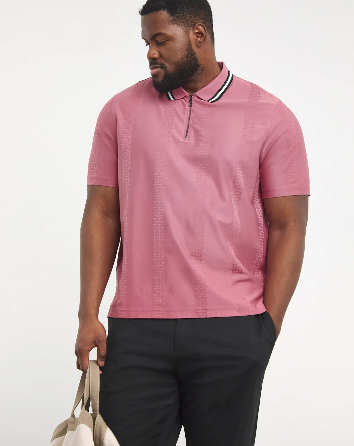 Ted Baker Zip Neck Orbite Polo Shirt- Polo Shirts