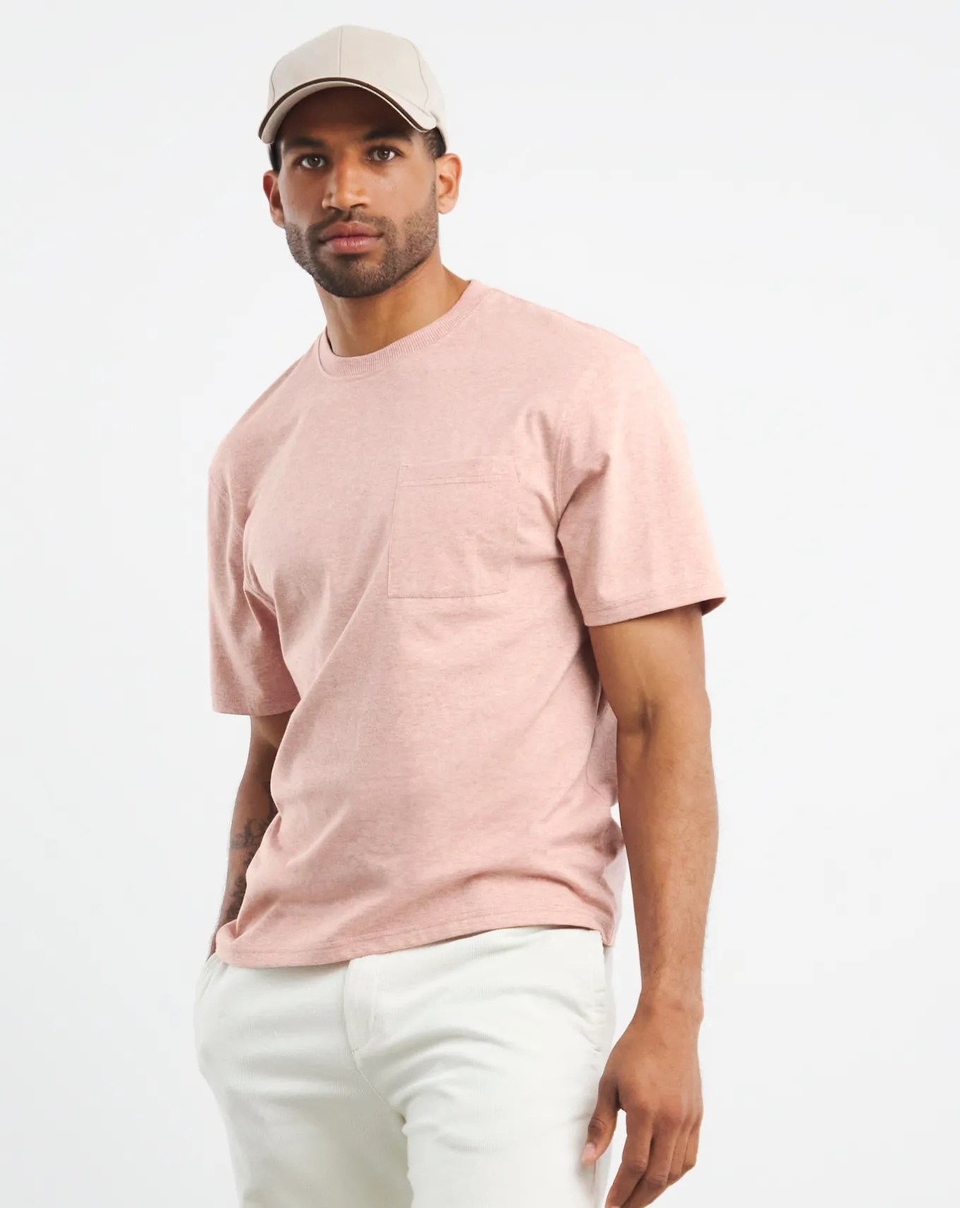 Jacamo Textured Marl Relaxed Fit Pocket T-Shirt- T-shirts & Vests