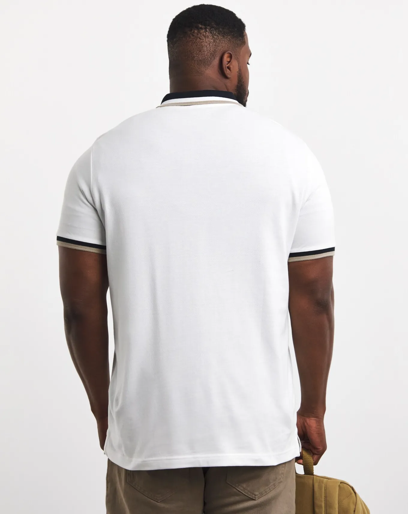 Jacamo Tipped Pique Polo Long- Polo Shirts