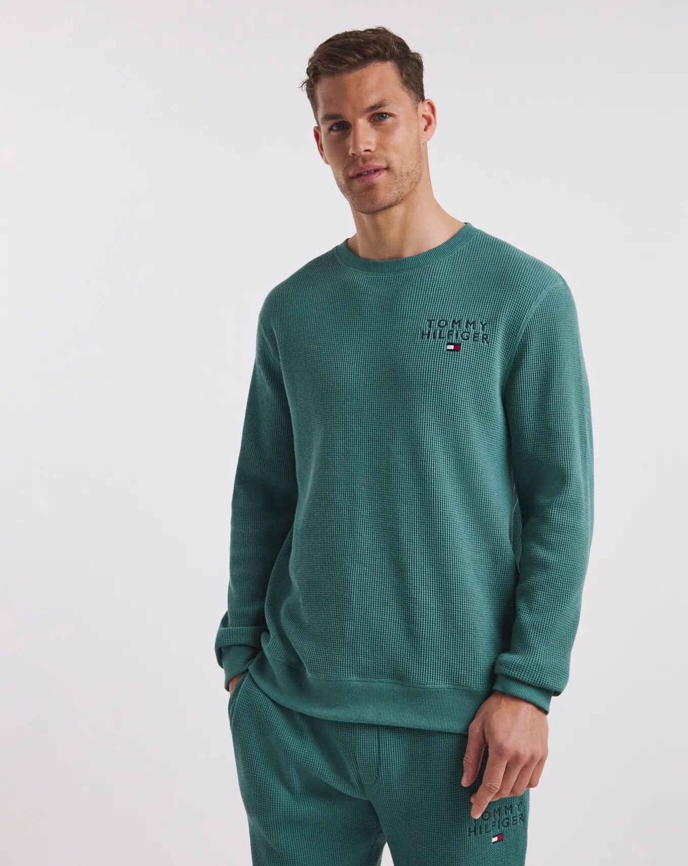 Tommy Hilfiger Green Waffle Lounge Top- Nightwear