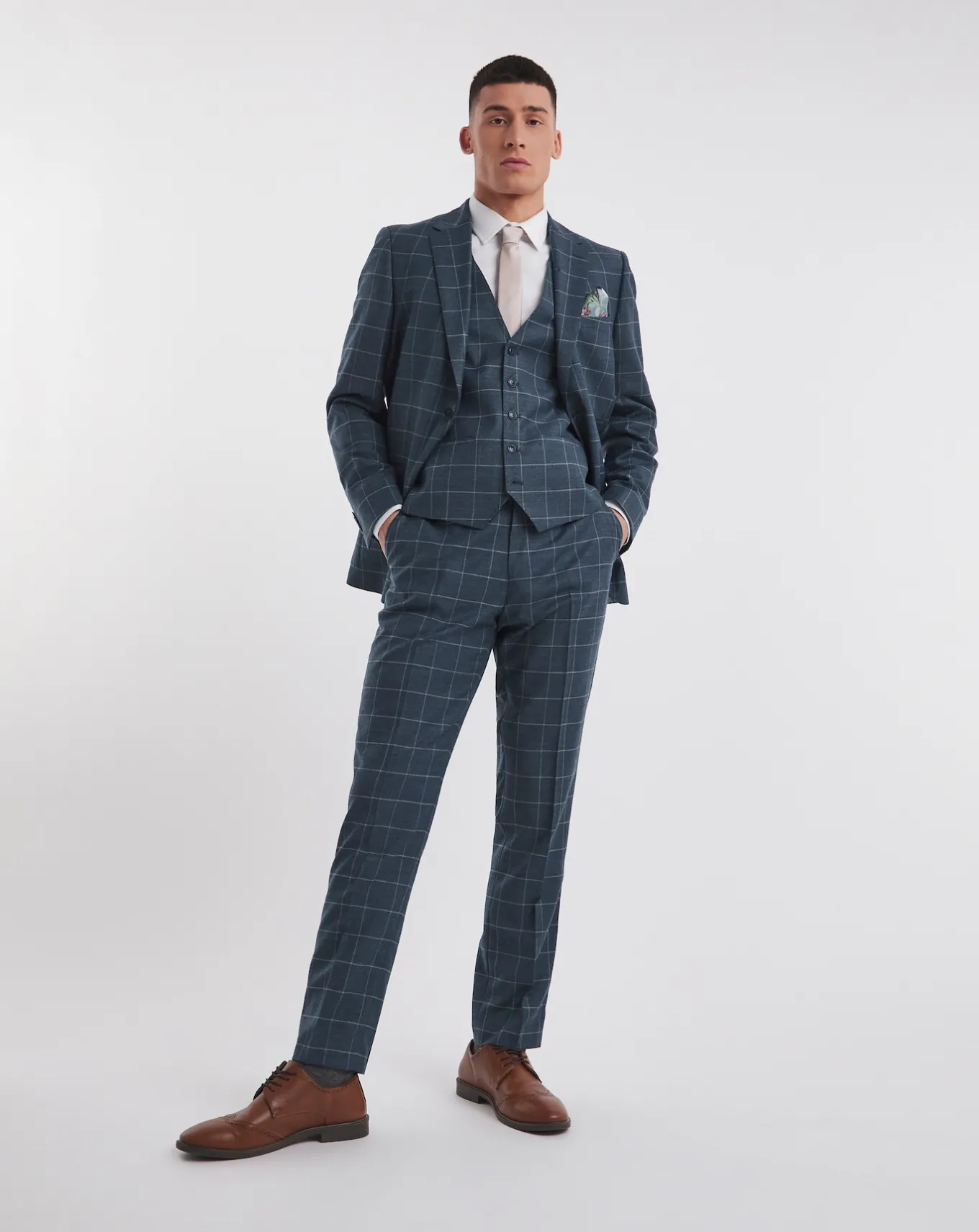 William Hunt Flannel Check Suit Trouser- Suit Trousers | Suits & Waistcoats