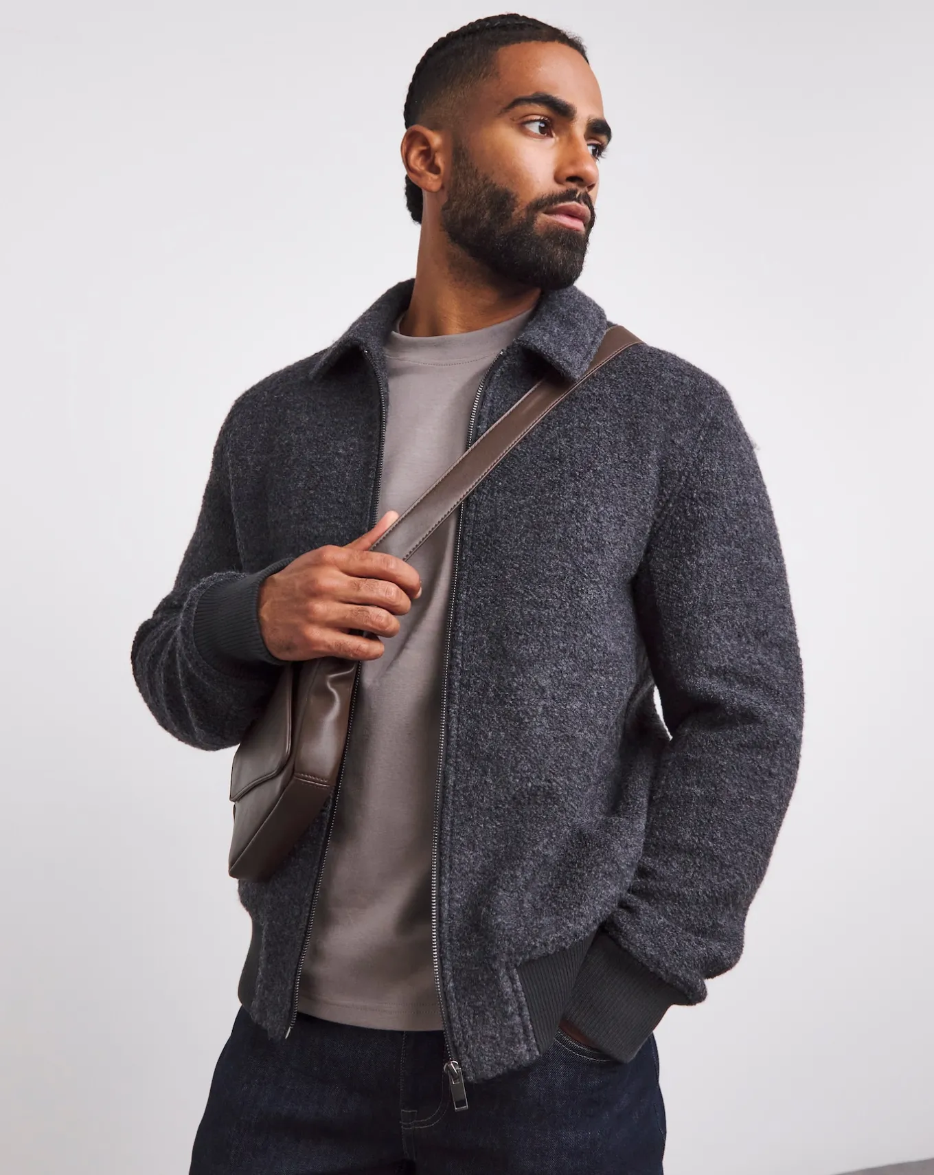 Jacamo Wool Boucle Relaxed Varsity Jacket- Coats & Jackets