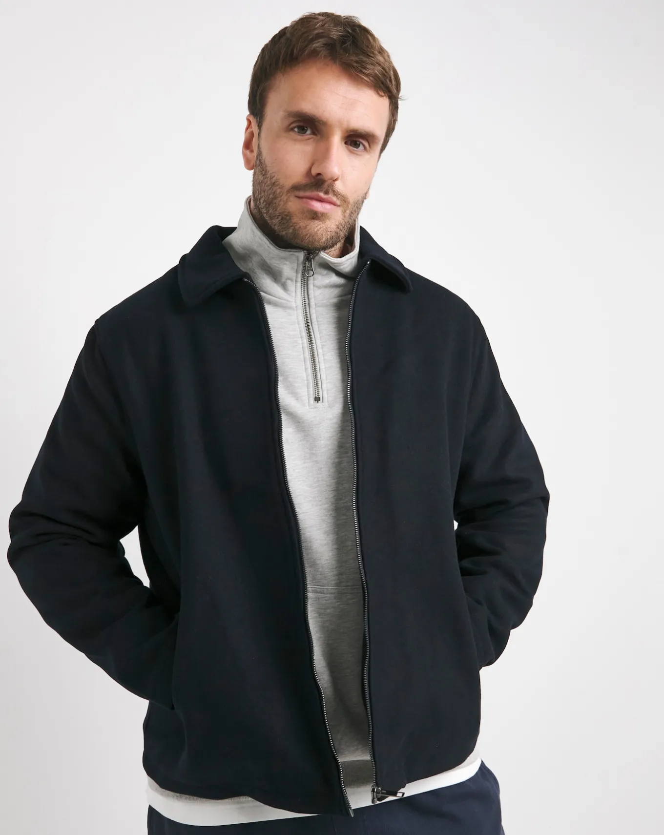 Jacamo Wool Collar Zip Up Jacket- Coats & Jackets